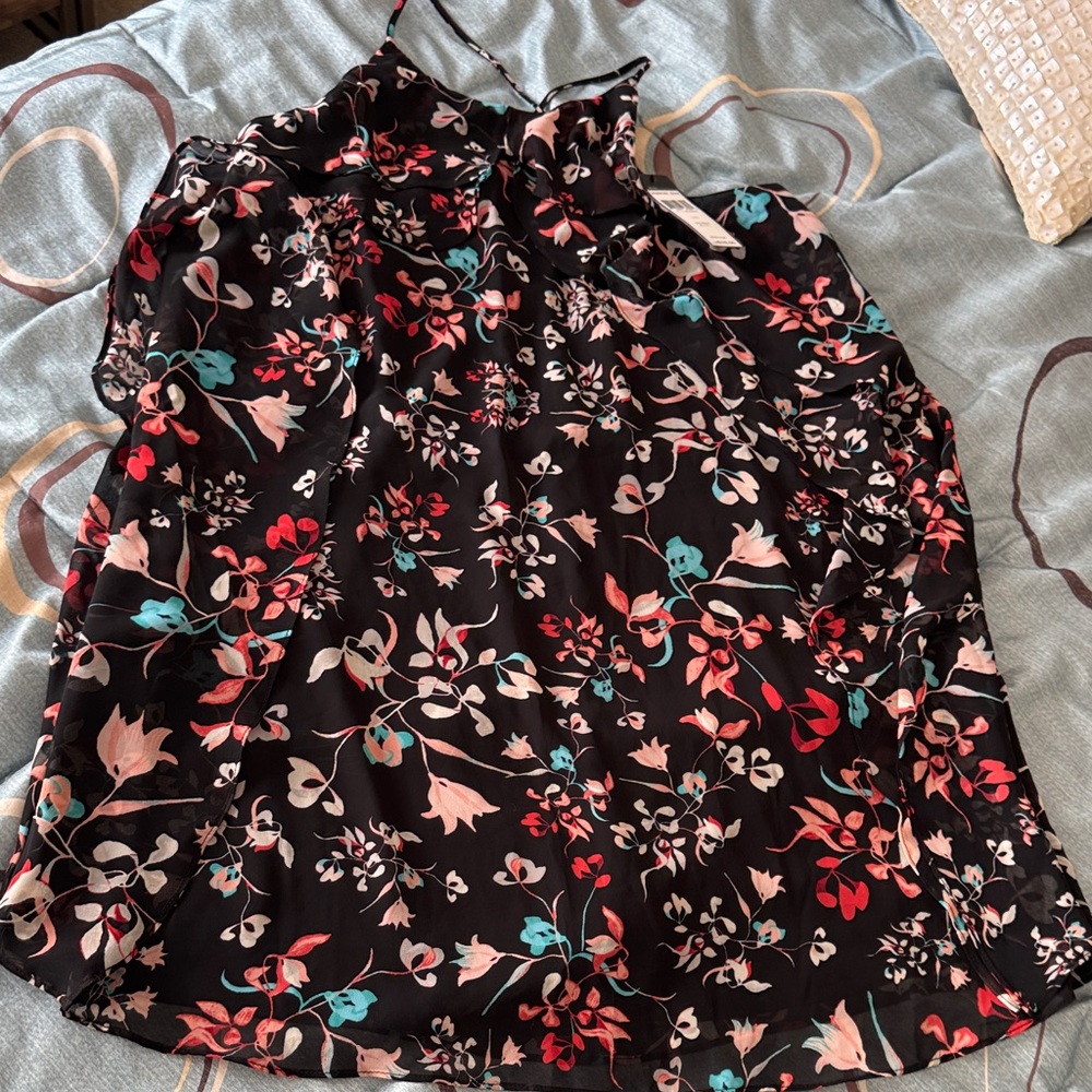 BCBGMaxAzria Black Floral Ruffled Dress